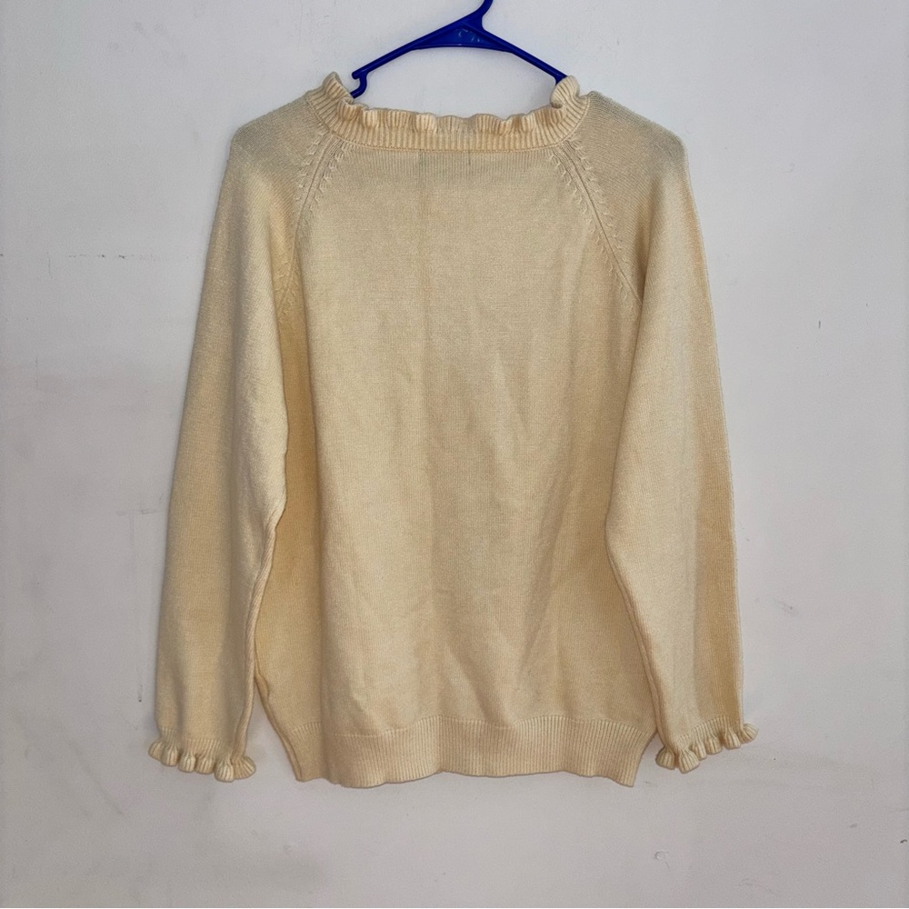 BTFBM Cream Ruffle Neck Button Sweater Boho Cottagecore - Picture 8 of 16